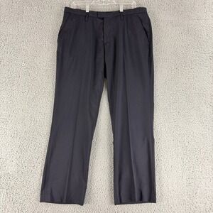 J.Lindeberg Dress Pants Mens 36 Navy Blue Wool Blend Micro Check Trousers
